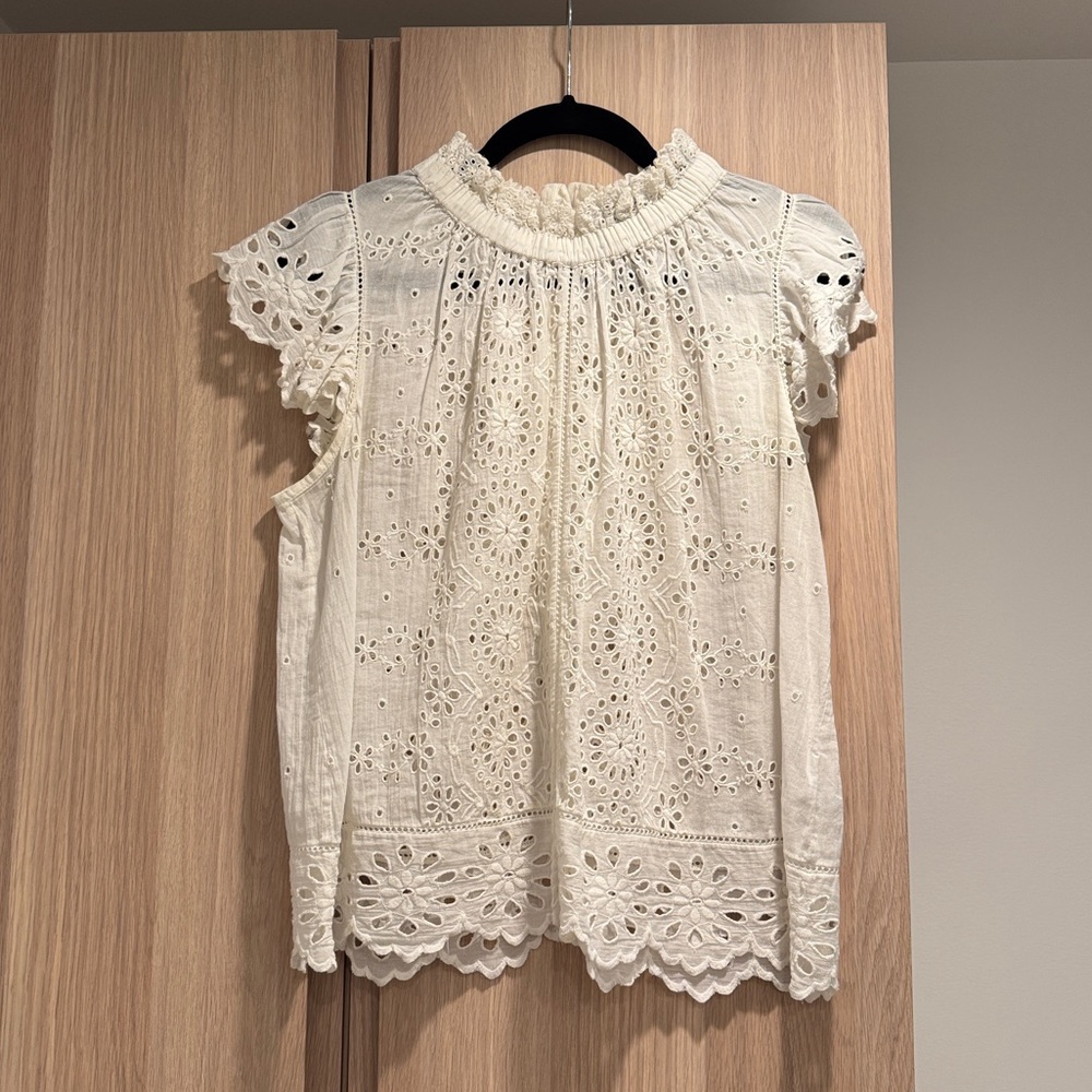 Sea White Eyelet Lace Cotton Top